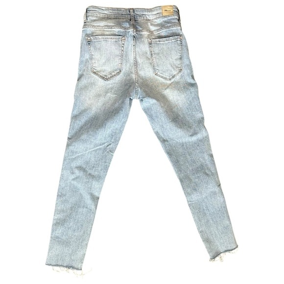 Zara Light Wash Beaded Side Stripe Skinny Jeans Women’s 6 (38) Frayed Hem - Picture 2 of 7